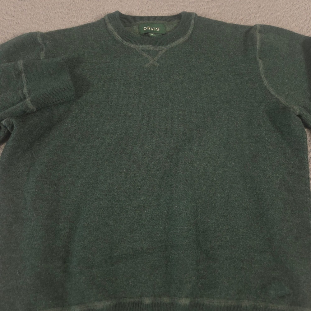 Orvis Sweater Mens M Green Classic Collection Crewneck Merino Wool Cotton